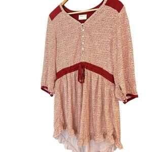 Jackson Rowe M GUC Red and White Patterned dress ruffled bottom